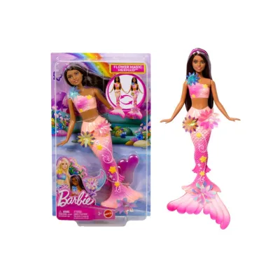 Barbie Syrenka Rozkwitające kwiaty brunetka