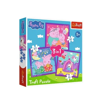 Trefl Puzzle 3w1 Zwyczaje Świnki Peppy