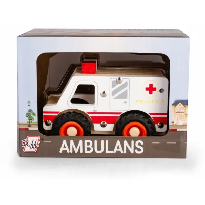 Daffi Drewniane auto z oponami Ambulans