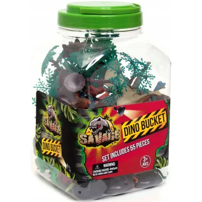 DUŻY ZESTAW FIGURKI DINOZAURY W POJEMNIKU 55 EL.