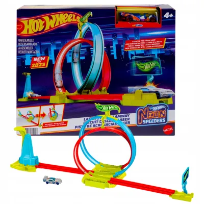 WYRZUTNIA HOT WHEELS NEON SPEEDERS MATTEL ŚWIECĄCA PĘTLA AUTA