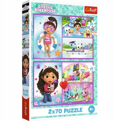 Trefl Puzzle 2x70 el Baw się z Gabby