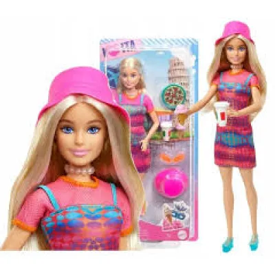 BARBIE PINK PASSPORT LALKA ITALY TRAVEL HWH97