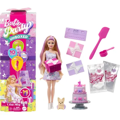 Mattel Barbie Party Unboxed lalka z serii Urodziny + pies chihuahua