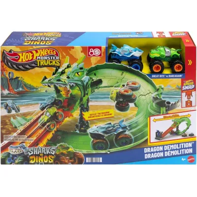 HOT WHEELS JGB06 TOR SAMOCHODOWY - SMOCZY WYŚCIG REKINY VS DINOZAURY