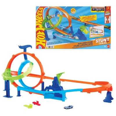 Hot Wheels Stunt Tracks Tor wyścigowy Rajdowy cyklon Zestaw Zabawka 4+JHK73