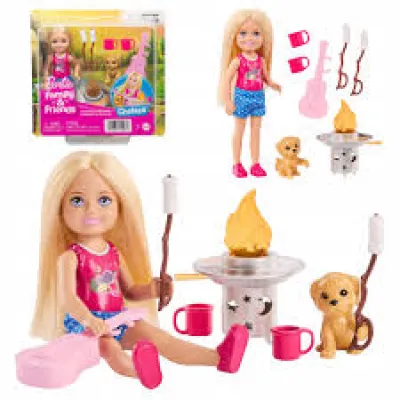 Barbie Rodzina i przyjaciele Chelsea Biwakowa przygoda Zestaw 6 akcesoriów