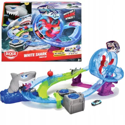 Dickie Żarłacz Biały – Tor Samochodowy z Autkiem Światło i Dźwięk