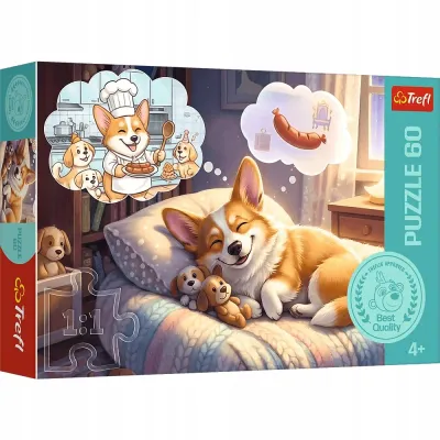 Puzzle Trefl 60 elementów Corgi w krainie snów