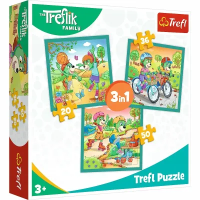 Puzzle Trefl 3w1 - Rodzina Treflików, Poznaj Trefliki 34872