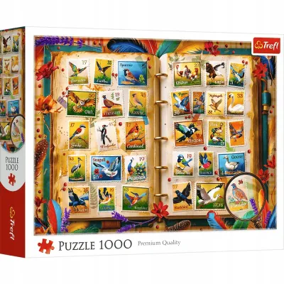 Puzzle Trefl 1000 elementów Kolekcja znaczków - atlas ptaków