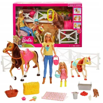 Barbie FXH15 Stadnina koni zestaw 2 lalki 2 konie