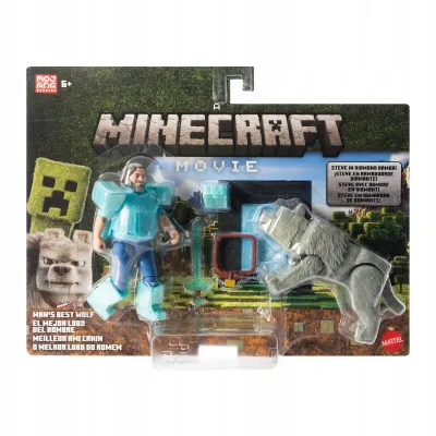 Figurka z gry Mattel Minecraft Zestaw 2 szt. Steve i wilk plastik