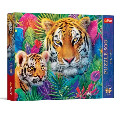 Trefl Puzzle 500 el Prem Plus Tea Time Tygrysy w dżungli Trefl Puzzle 500 el Prem Plus Tea Time Tygrysy w dżungli