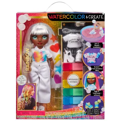 Rainbow High lalka do malowania Watercolor&Create zielone oczy akcesoria