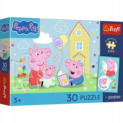 Trefl Puzzle 30 elementów Peppa Pig, Peppa ma plan + unikalny plakat