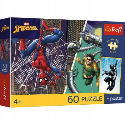 Trefl Puzzle 60 el. Marvel Spider Man, Superbohaterski dzień + unikalny plakat Trefl Puzzle 60 el. Marvel Spider Man, Superbohaterski dzień + unikalny plakat