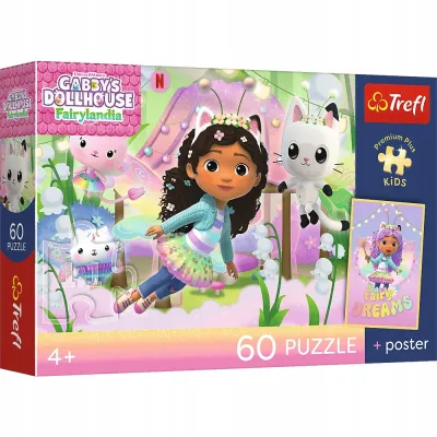 PUZZLE 60 elementów KOCI DOMEK GABI + PLAKAT TREFL, TREFL