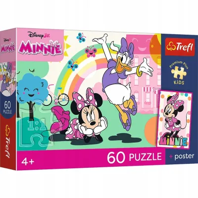 Trefl Puzzle 60 el. Minnie, Uśmiech Minnie + unikalny plakat Trefl Puzzle 60 el. Minnie, Uśmiech Minnie + unikalny plakat