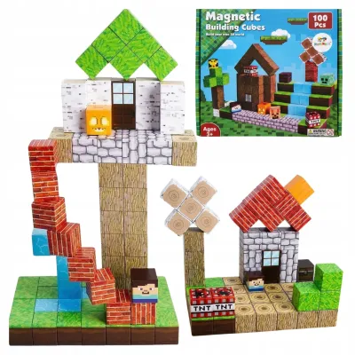Klocki magnetyczne pixelowe bloki do układania 100 el. dla dzieci 3 4 5 Klocki magnetyczne pixelowe bloki do układania 100 el. dla dzieci 3 4 5