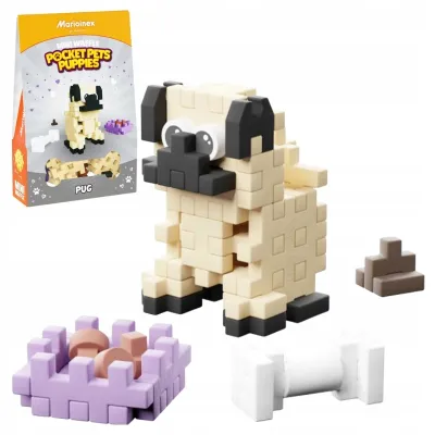 MARIOINEX MINI WAFFLE POCKET PETS PUPPIES MIĘKKIE KLOCKI PIESEK MOPS 3+