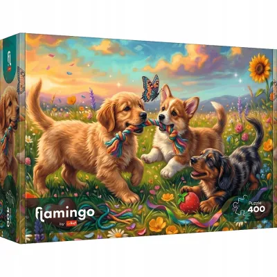 Trefl Puzzle 400 el. Flamingo by Trefl, Szczenięce figle