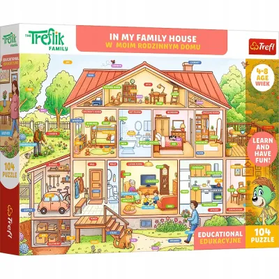 Trefl Puzzle Rodzina Treflików, Edukacyjne 104 el. W moim rodzinnym domu