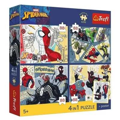 Trefl Puzzle 4x88el Sieć zabawy + kolekcjonerski plakat Trefl Puzzle 4x88el Sieć zabawy + kolekcjonerski plakat