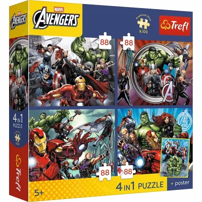 Trefl Puzzle 4x88 el Prem Plus Kids Bohaterowie są wśród nas 
