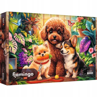 Trefl Puzzle 600 el. Flamingo by Trefl, Psy w oranżerii Trefl Puzzle 600 el. Flamingo by Trefl, Psy w oranżerii