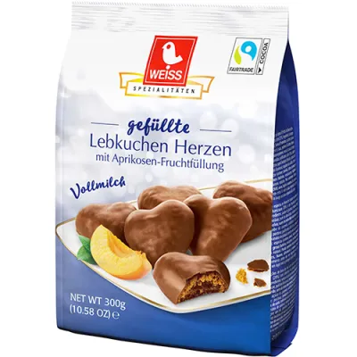 Weiss Gefullte Lebkuchen Herzen Vollmilch 150g