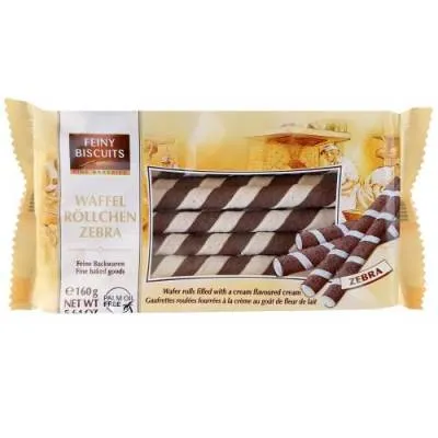 Feiny Biscuits Waffel Rollchen Rurki Zebra 160g