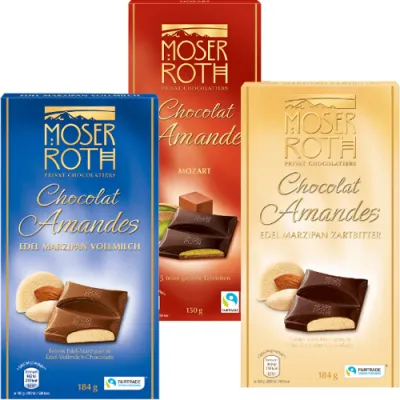 Moser Roth Amandes Mozart 150g / Marzipan 184g