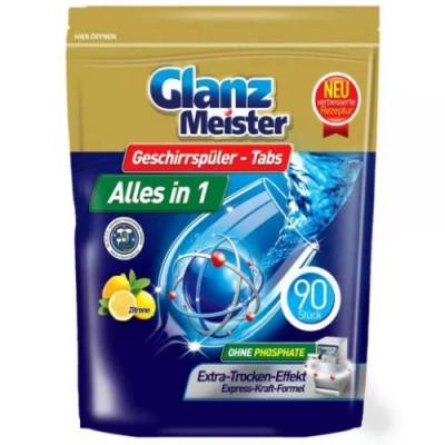 Glanz Meister Alles in 1 Zitrone Tabs 90szt 1,4kg