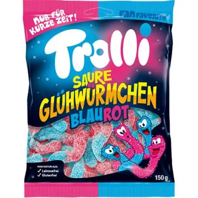 Trolli Saure Glühwürmchen Blaurot 150g