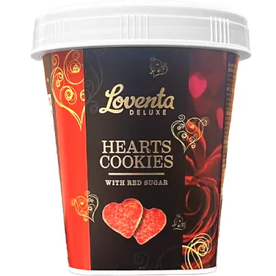 Loventa Hearts Cookies with Red Sugar Ciastka 125g