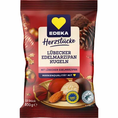 Edeka Herzstucke Lubecker Edelmarzipan Kugeln 100g