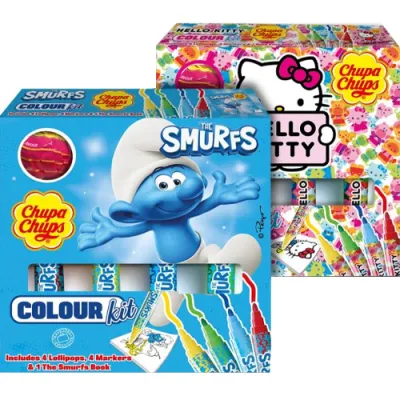Chupa Chups Hello Kitty/Smurf Zestaw z Kolorow 48g Chupa Chups Hello Kitty/Smurf Zestaw z Kolorow 48g