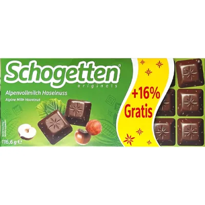 Schogetten Alpenvollmilch Haselnuss +16% 116,6g