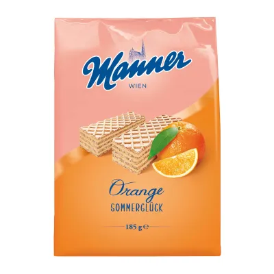 Manner Orange Sommergluck Wafelki 185g Manner Orange Sommergluck Wafelki 185g