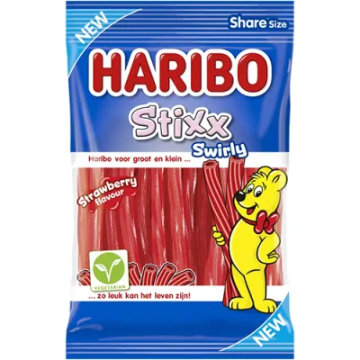 Haribo Stixx Swirly Strawberry 160g