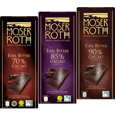 Moser Roth Noir 70% / 85% / 90% Czekolada 125g